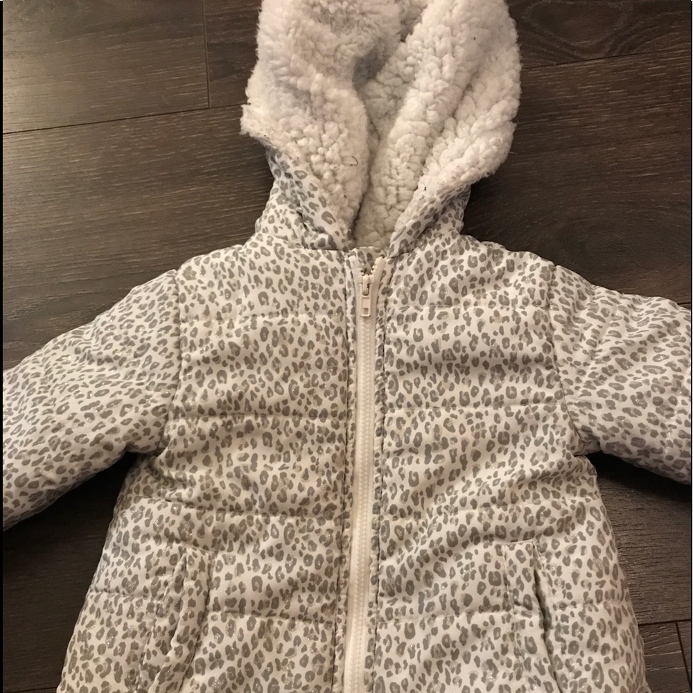 Girls Leopard Print White Grey Jacket 18 Month